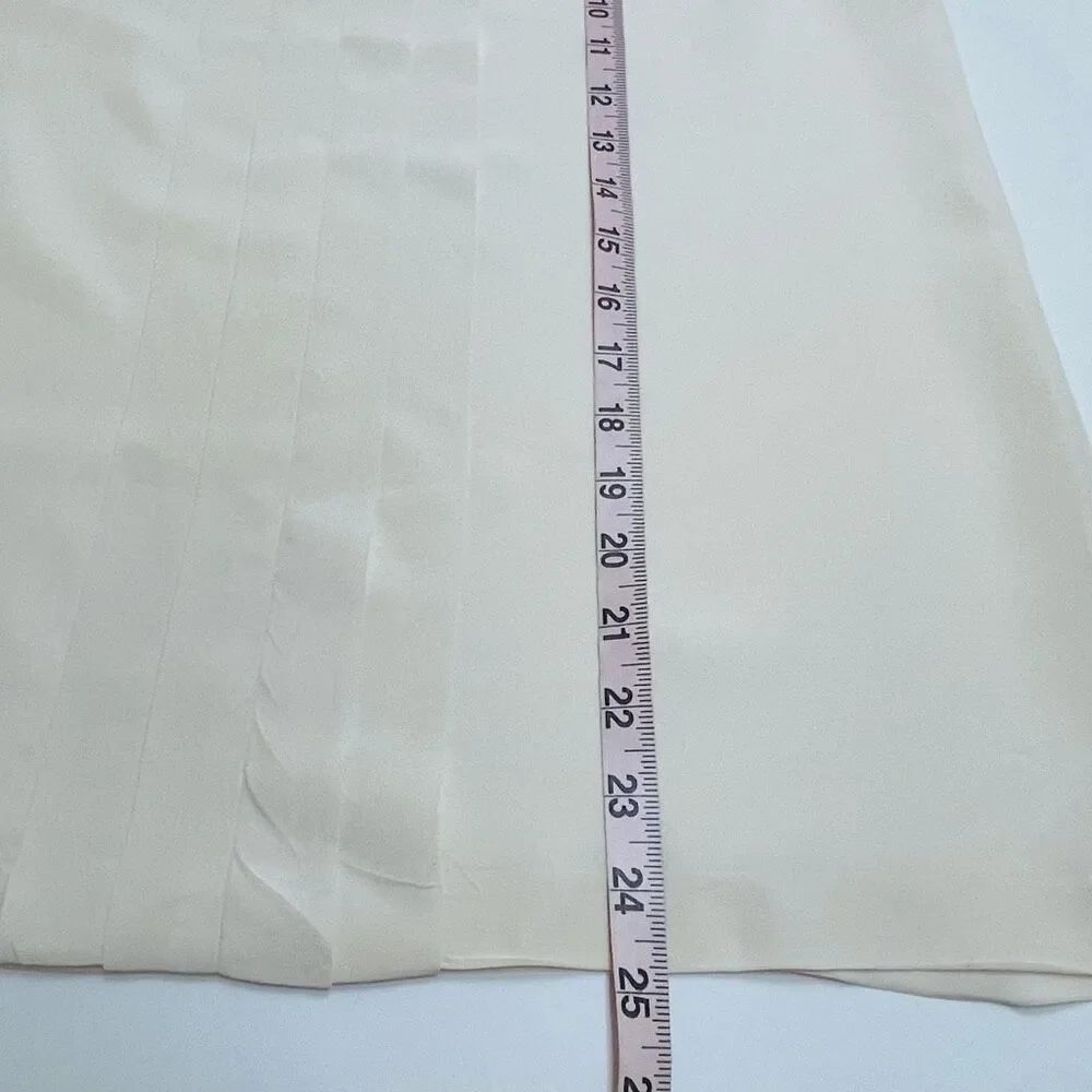 Kate Spade Addie Top Silk Split Neck Pleated Tank Top Cream Size 10